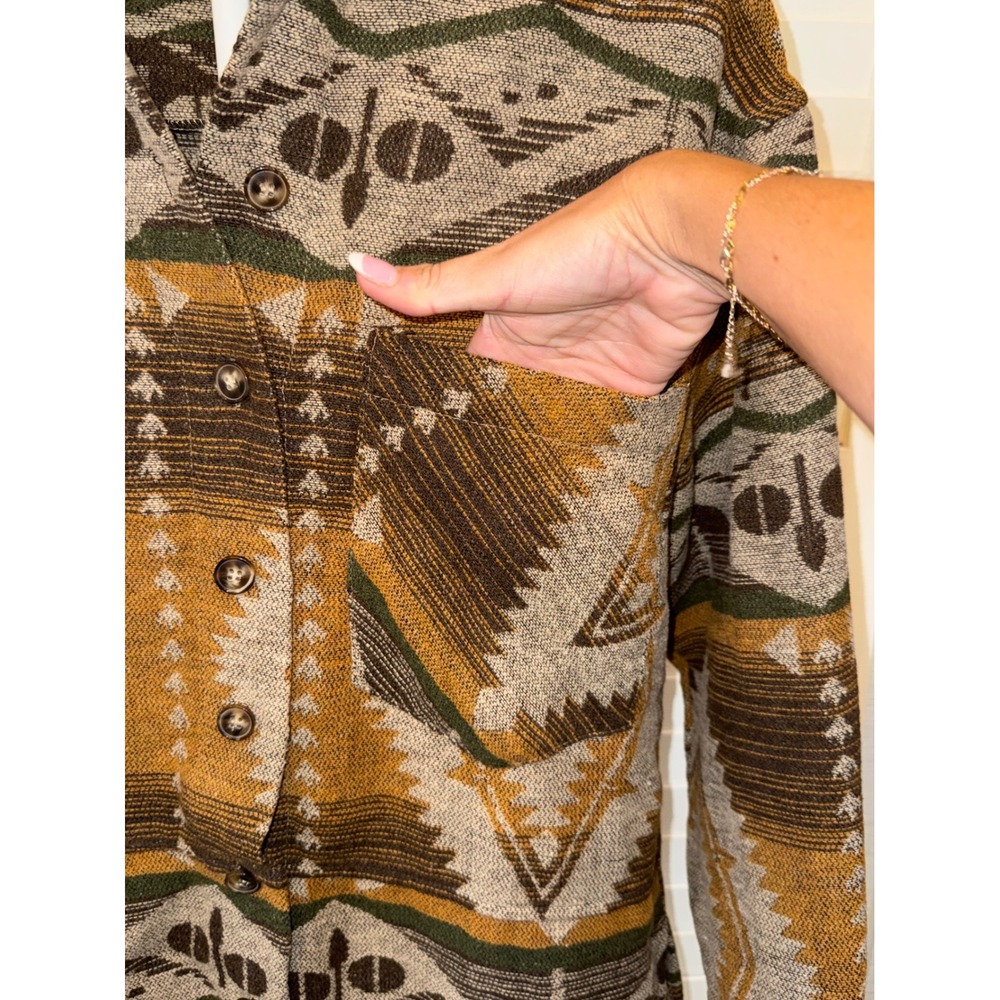 Blue B Collection Shacket Womens Multicolor Southwestern Aztec Button Up Small - Picture 2 of 5